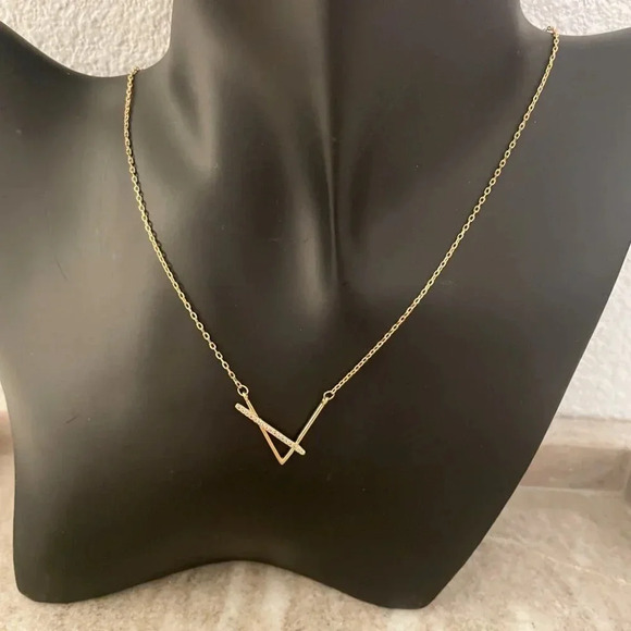 925 Sterling Silver V Necklace V-Shaped Necklace Geometric Bar Necklace - Picture 5 of 10